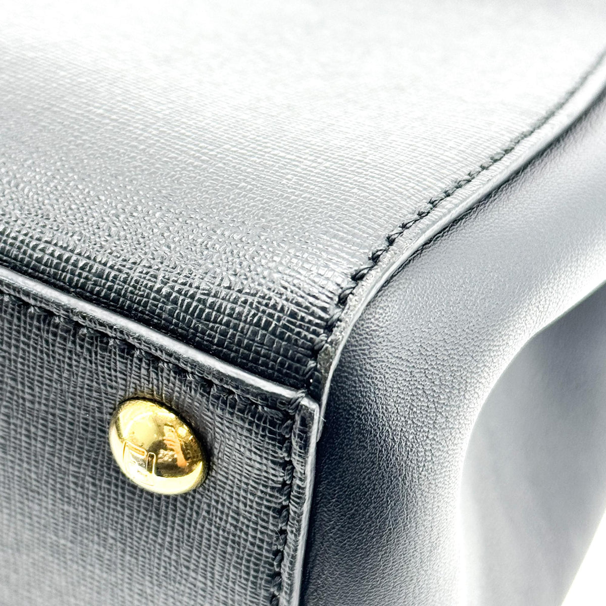 Fendi 2Jours Leather, Black, Calfskin, Handbag