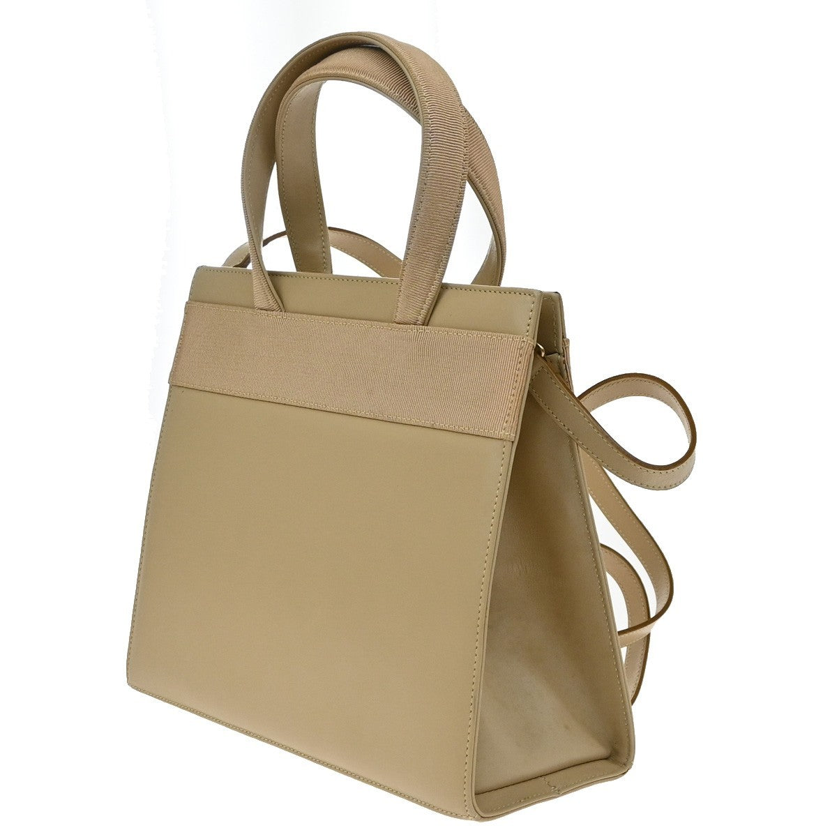Salvatore Ferragamo Convertible Vara Bow Leather, Beige, Leather, Tote Bag
