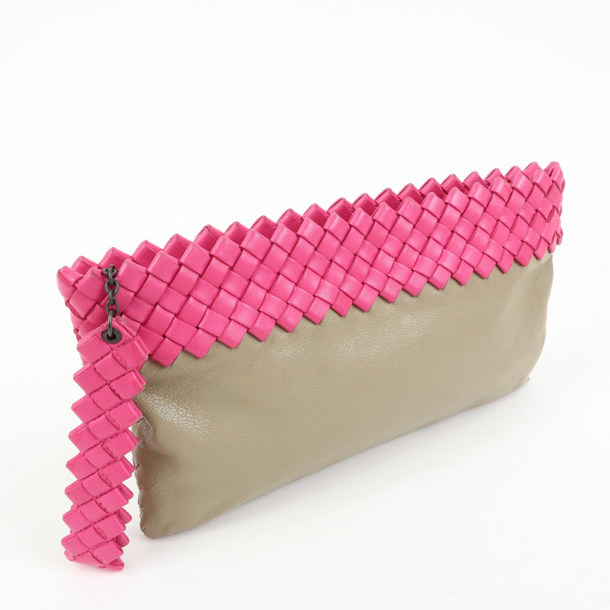 Bottega Veneta Zip Pouch Clutch Intrecciato Nappa, Beige, Leather, Clutch