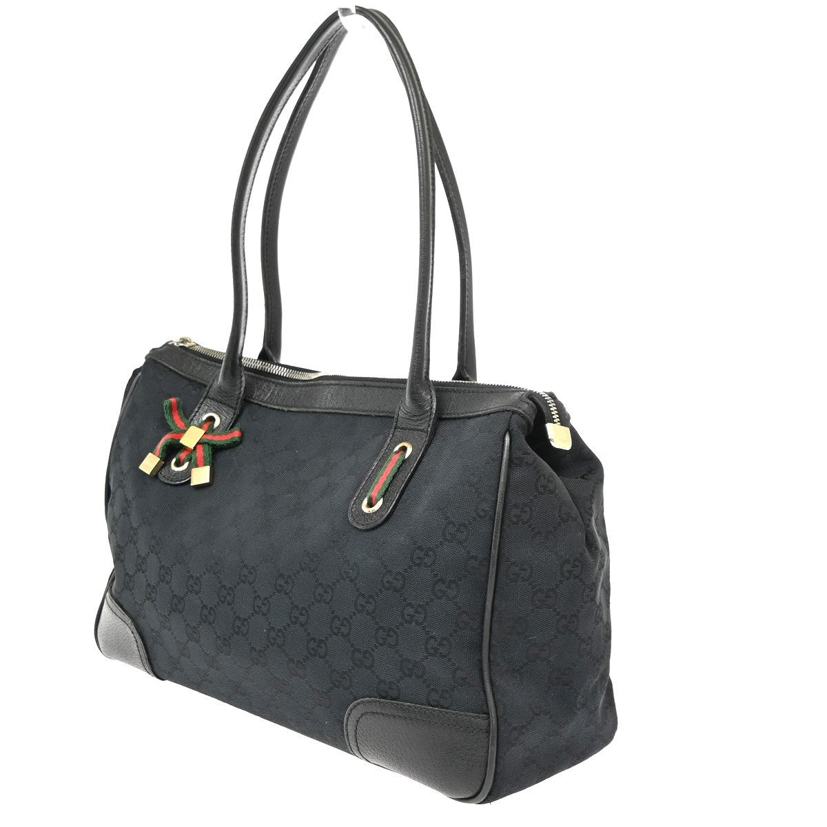 Gucci Princy Tote GG Canvas and leather, Black, Canvas, Tote Bag