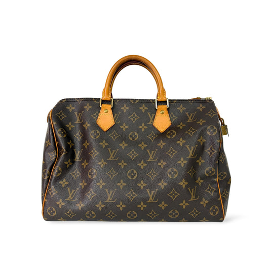 Louis Vuitton Speedy Handbag Monogram Canvas, Brown, Canvas, Handbag