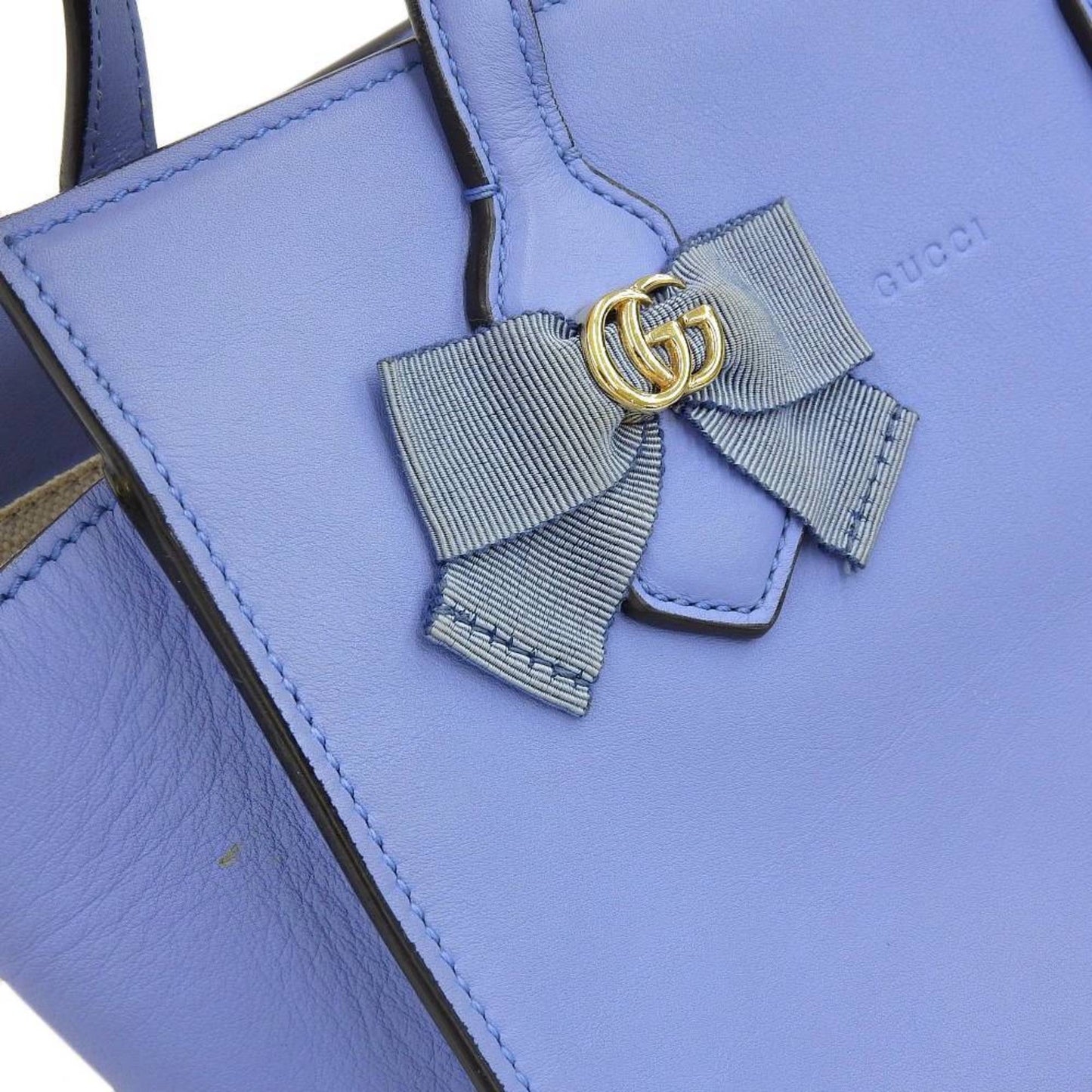 Gucci Ribbon, Blue, Leather, handbag