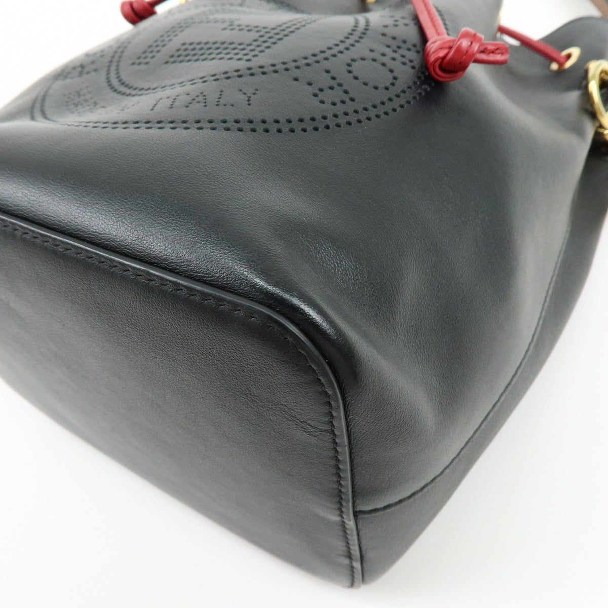 Fendi Mon Tresor Bucket Perforated Leather, Black, Leather, Handbag