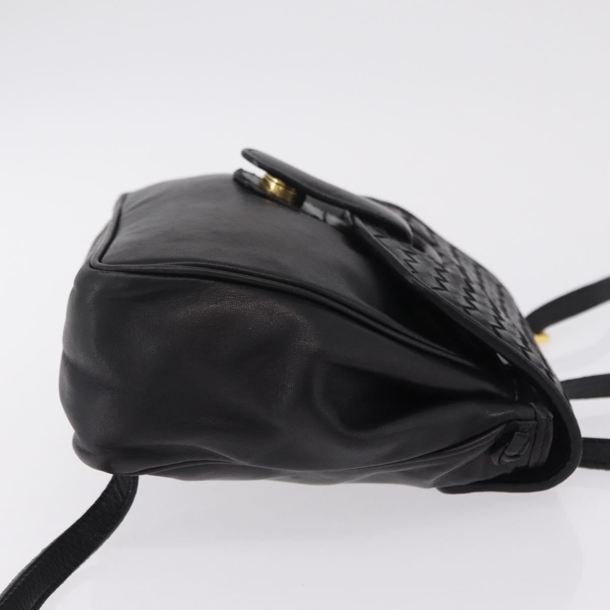 Bottega Veneta Backpack Leather with Intrecciato, Black, Leather, Backpack