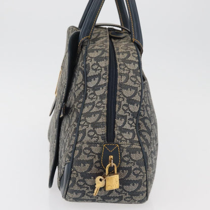 Christian Dior Vintage Saddle Bowler Diorissimo Canvas, Navy, Canvas, Handbag