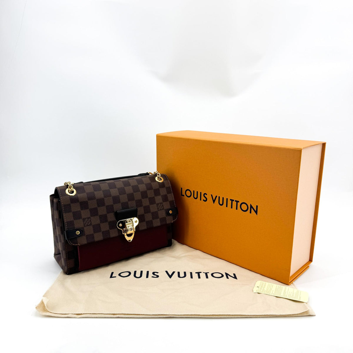 Louis Vuitton Vavin Damier with Leather, Brown, Canvas, Tote Bag