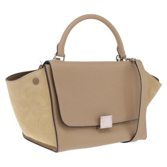 Celine Trapeze Leather, Beige, Leather, Handbag