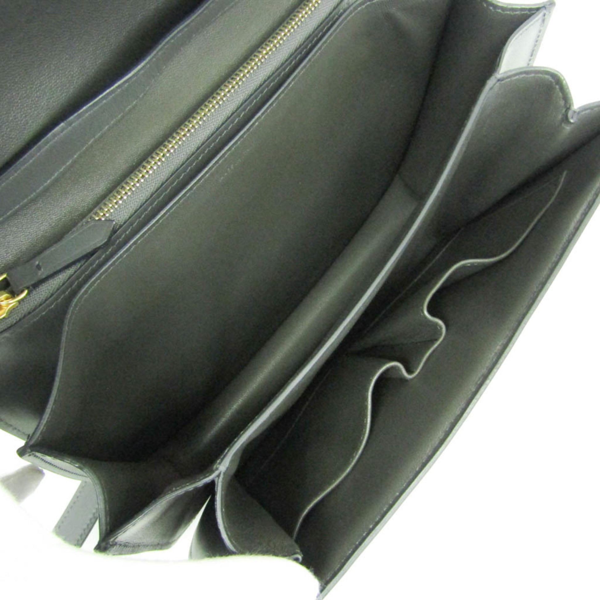 Celine Classic Box Smooth Leather, Gray, Leather, Handbag