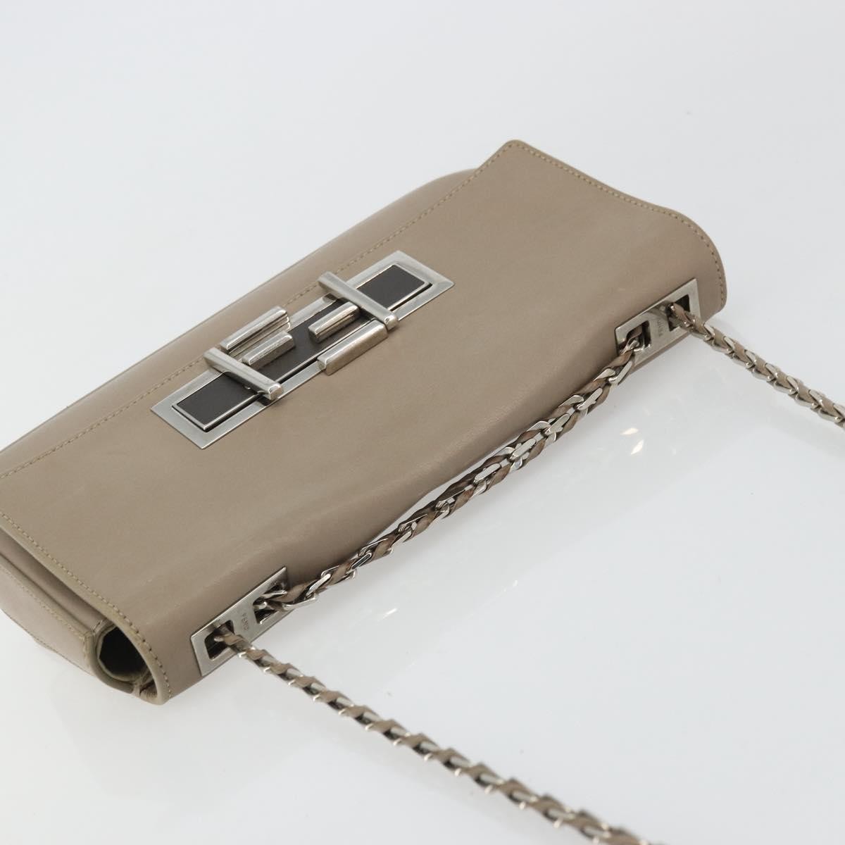 Fendi 3Baguette Convertible Calfskin, Beige, Leather, Crossbody Bag