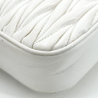 Miu Miu Matelassé Nappa Leather Top Handle Bag Leather, White, Leather, Clutch