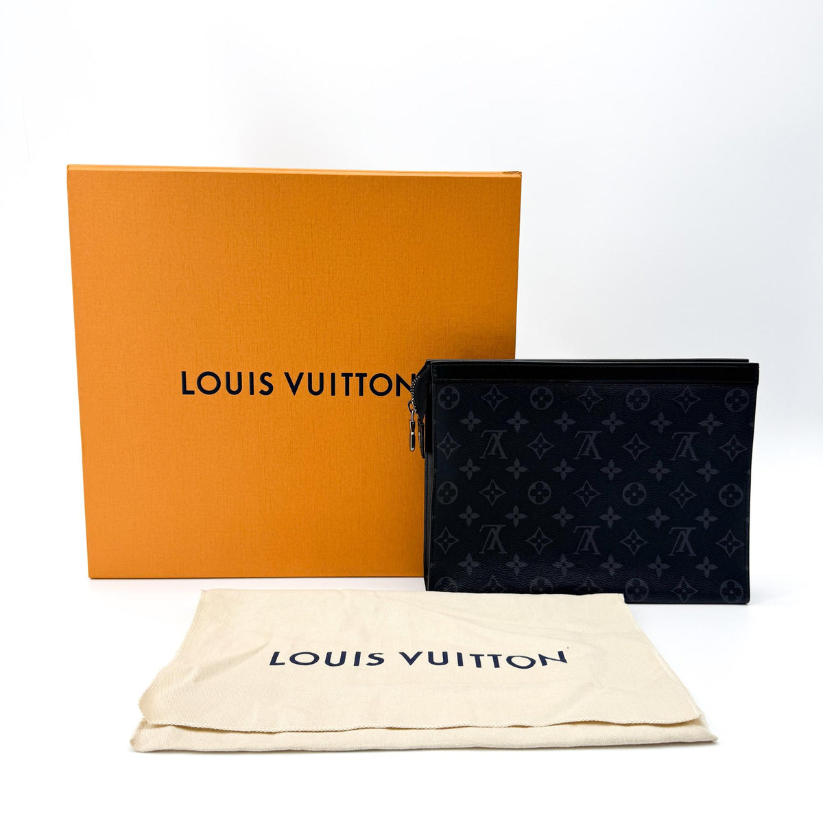Louis Vuitton Pochette Voyage Monogram Eclipse Canvas, Black, Canvas, Clutch