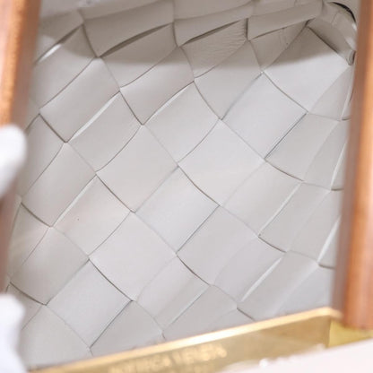 Bottega Veneta The Snap Clutch Maxi Intrecciato Leather with Wood and Metal, White, Leather, Clutch