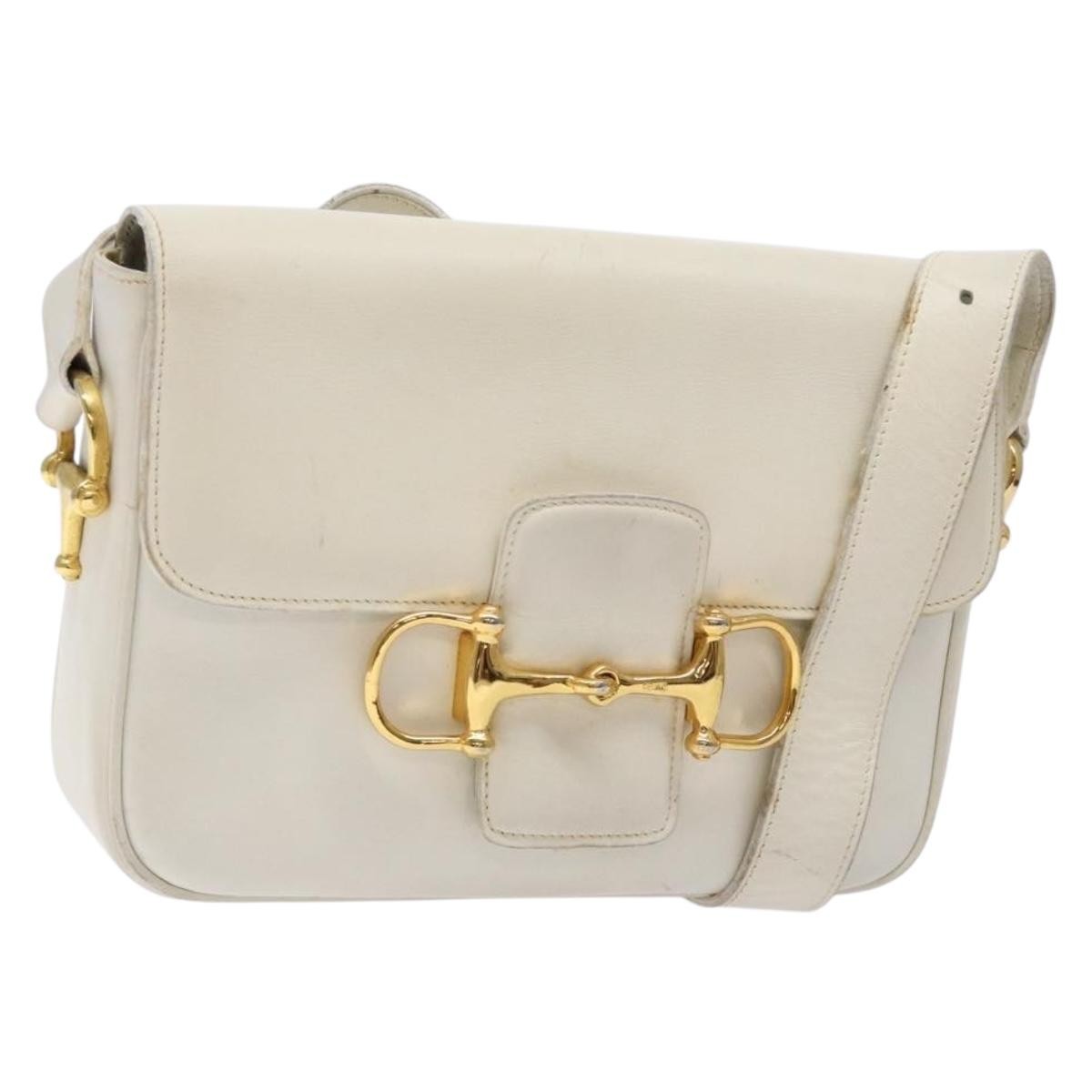 Celine Shoulder Leather, White, Leather, Shoulder Bag