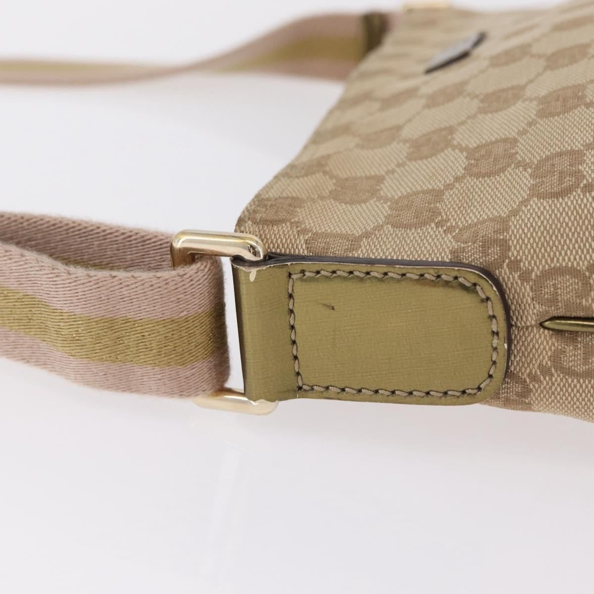 Gucci Web Strap Messenger GG Coated Canvas, Beige, Canvas, Handbag