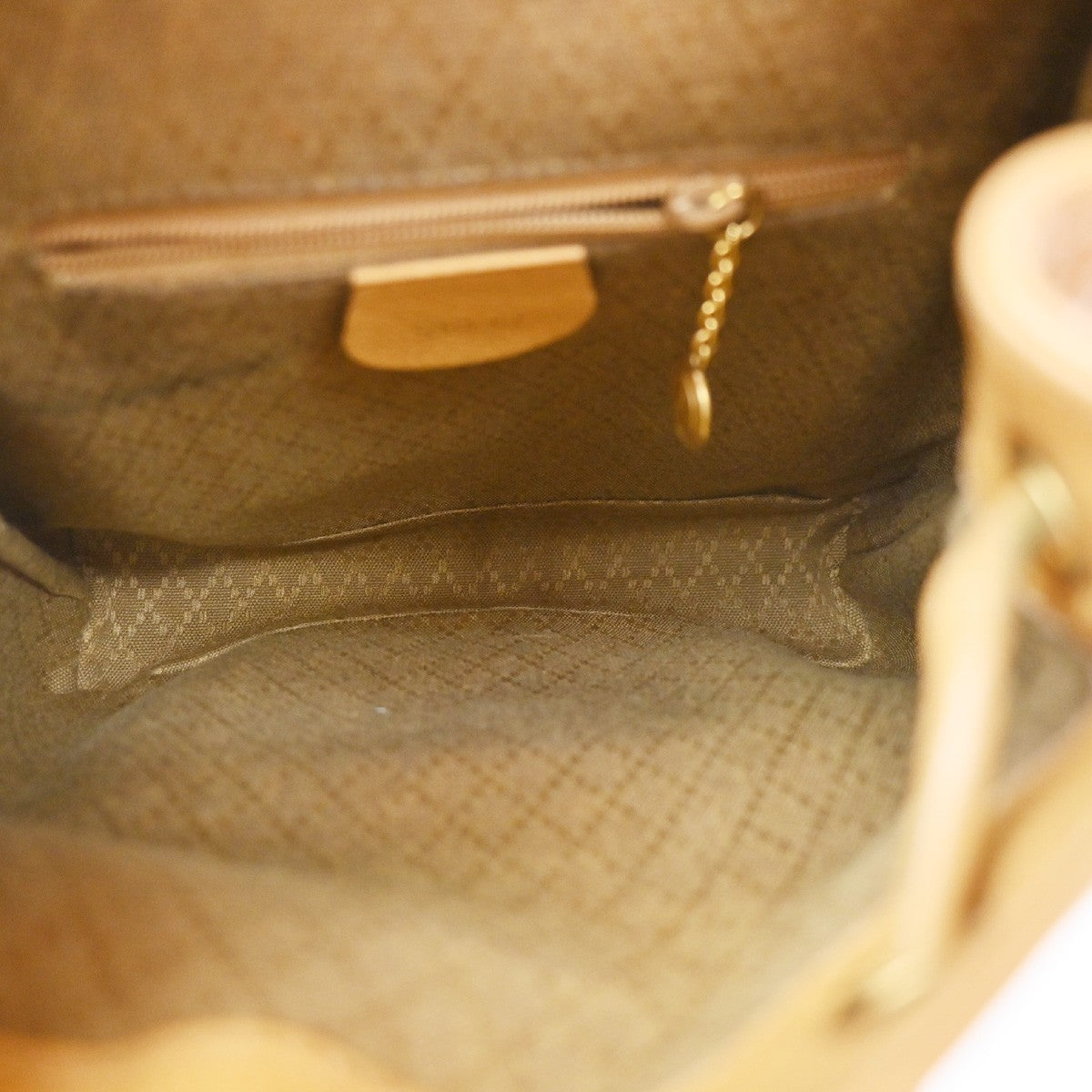 Gucci Vintage Bamboo Leather, Yellow, Leather, Backpack