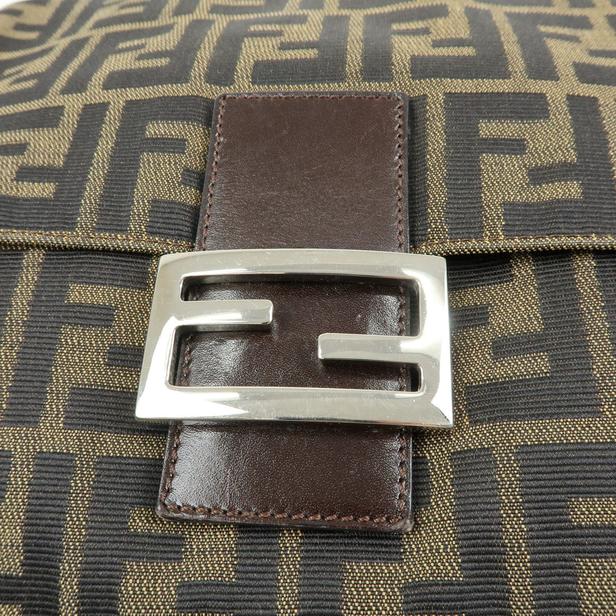 Fendi Zucchino Mamma Baguette Canvas, Brown, Canvas, Shoulder Bag