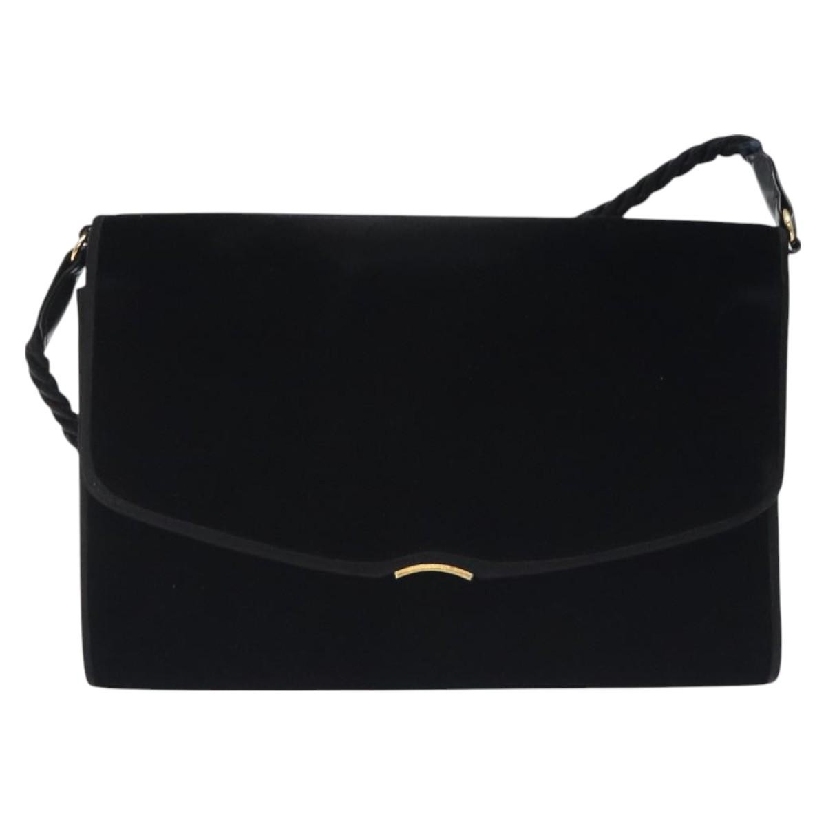 Gucci Vintage Flap Velvet, Black, Velvet, Shoulder Bag