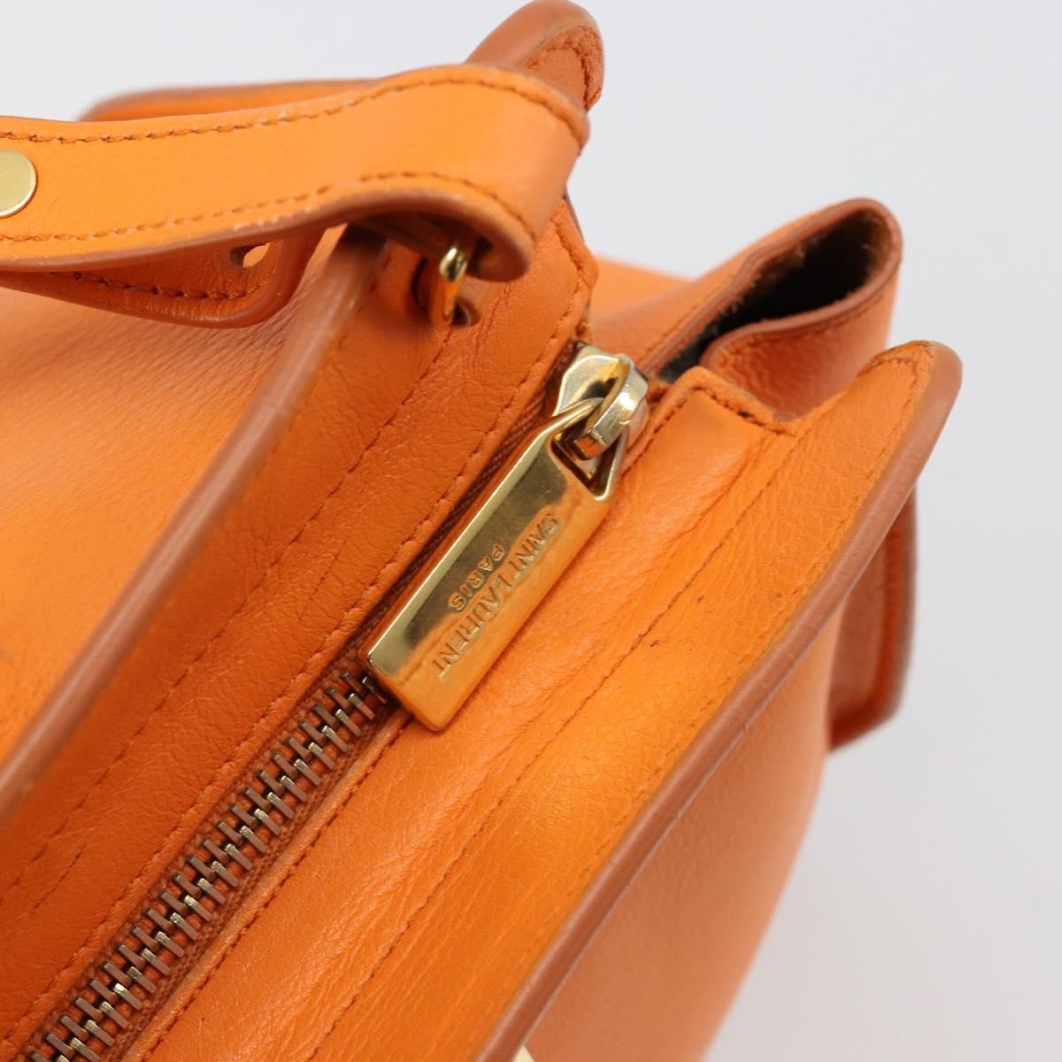 Saint Laurent Classic Y Cabas Leather, Orange, Leather, Tote Bag