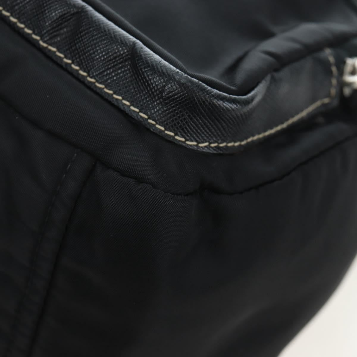Prada Double Pocket Buckle Flap Tessuto and Leather, Black, Nylon, Handbag