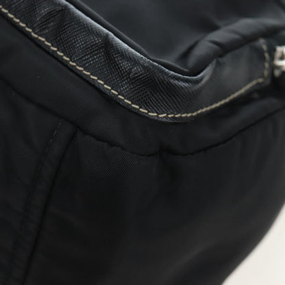 Prada Double Pocket Buckle Flap Tessuto and Leather, Black, Nylon, Handbag