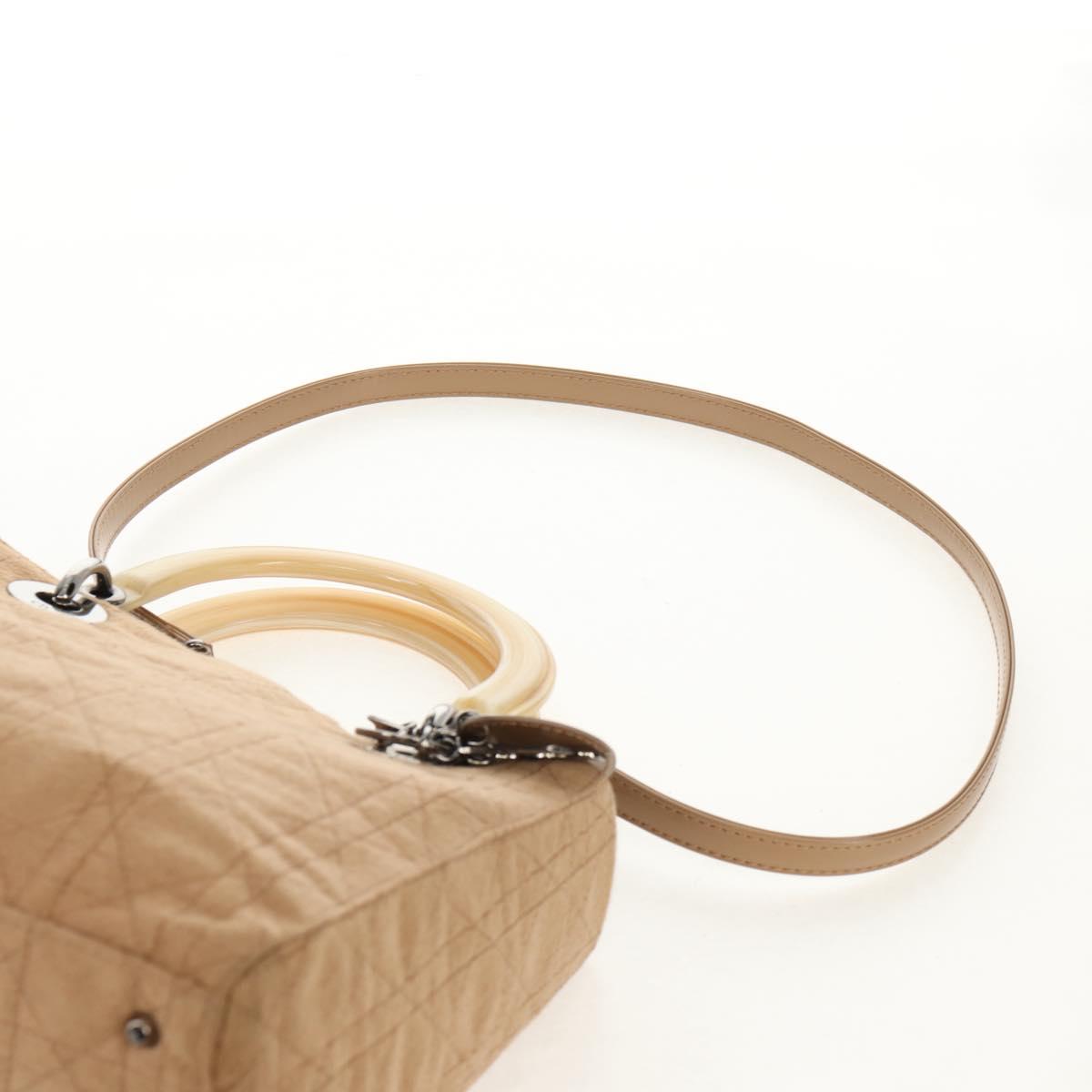 Christian Dior Cannage Handbag Canvas, BEIGE, COTTON, Handbag