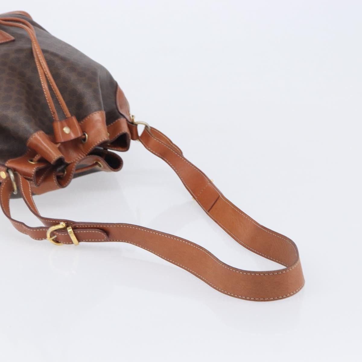 Celine Macadam Shoulder Leather, Brown, Canvas, Crossbody Bag
