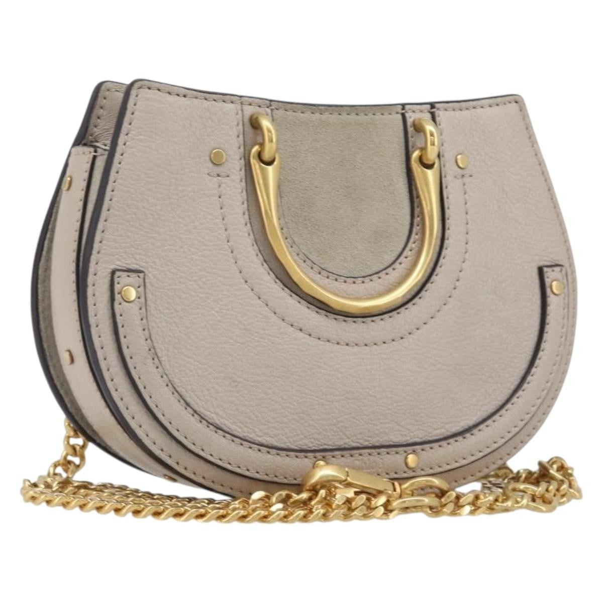 Chloe Pixie Belt Leather and Suede, Beige, Leather, Handbag