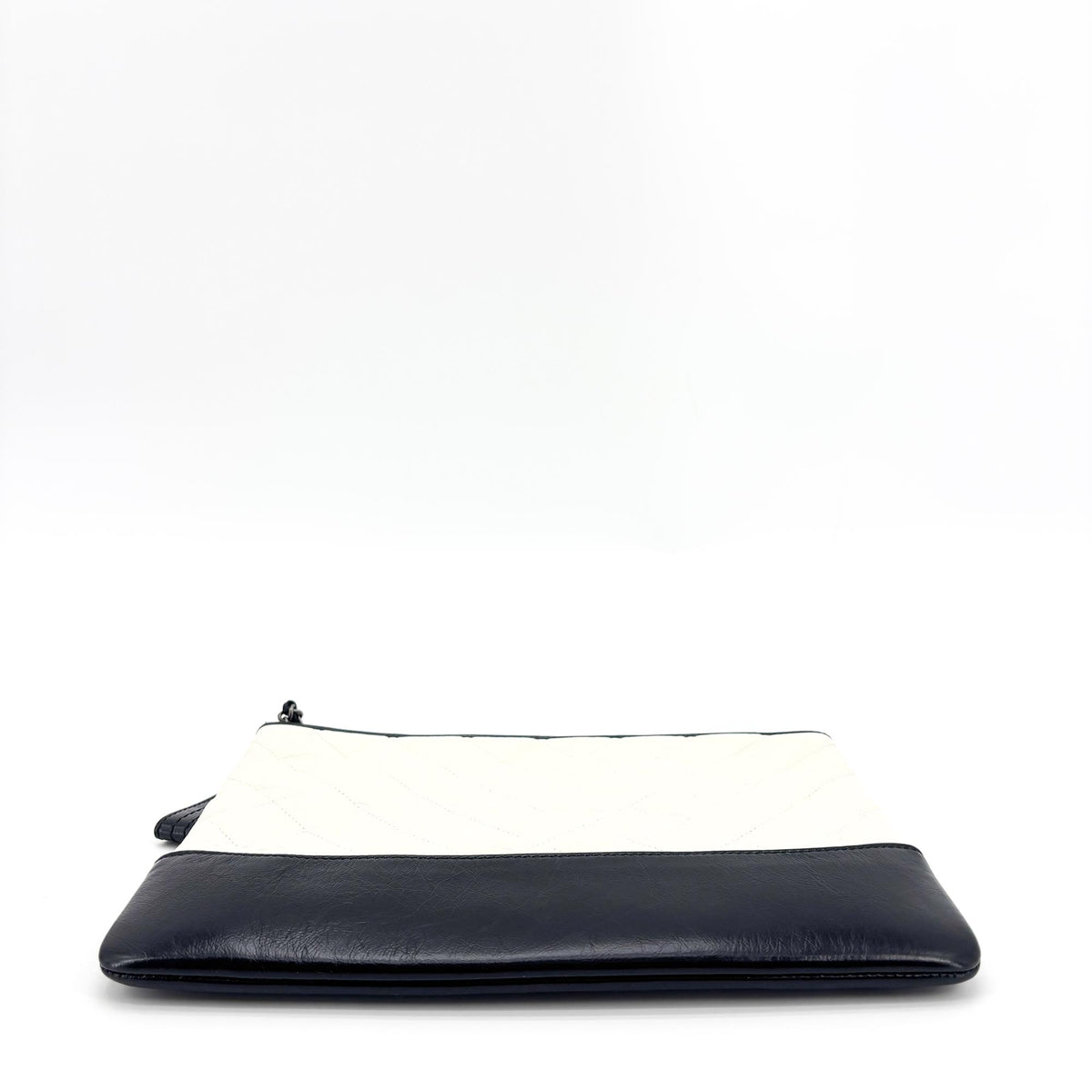 Chanel Gabrielle O Case Clutch Quilted Aged Calfskin, Black, Leather, Clutch