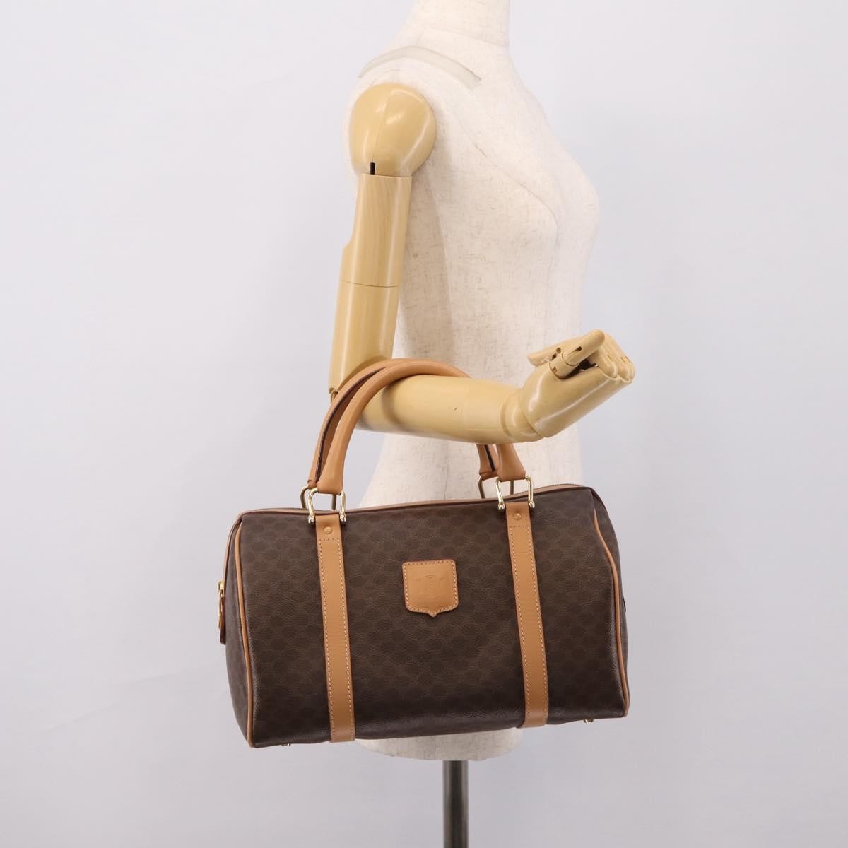 Celine Boston Triomphe XL Coated Canvas, Brown, PVC, Handbag