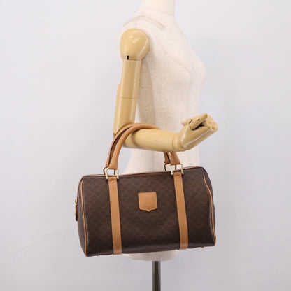 Celine Boston Triomphe XL Coated Canvas, Brown, PVC, Handbag