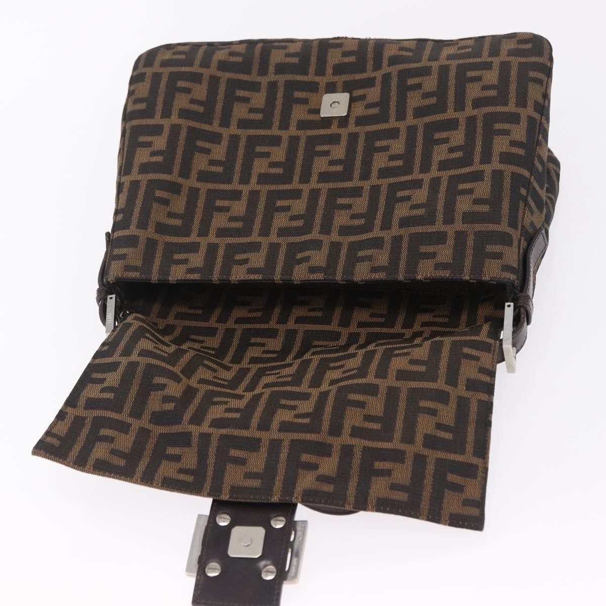 Fendi Zucchino Mamma Baguette Canvas, Brown, Canvas, Shoulder Bag