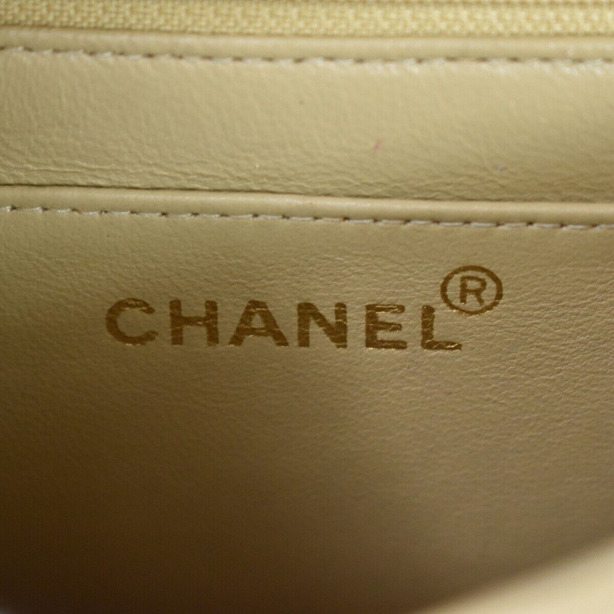 Chanel Mademoiselle, Beige, Leather, shoulder