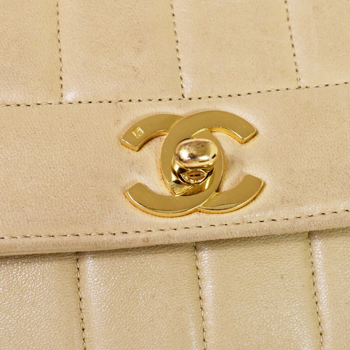 Chanel Mademoiselle, Beige, Leather, shoulder