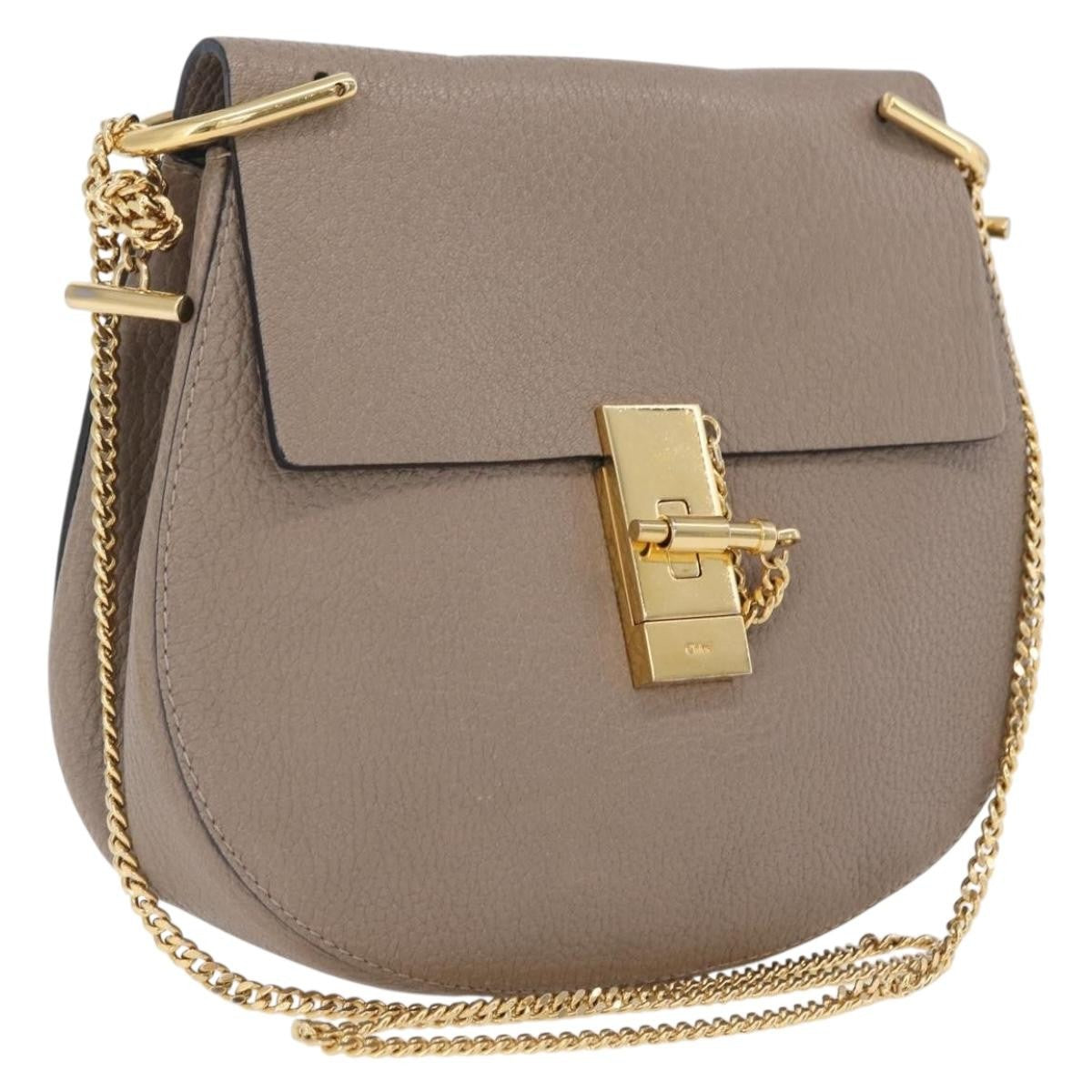Chloe Drew Leather, Beige, Leather, Crossbody Bag
