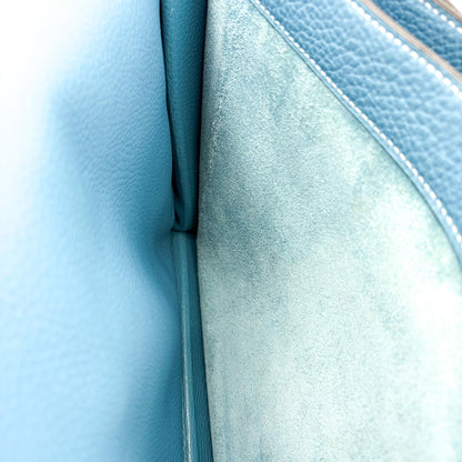 Hermes Sac a Depeches Togo, Blue, Leather, Handbag