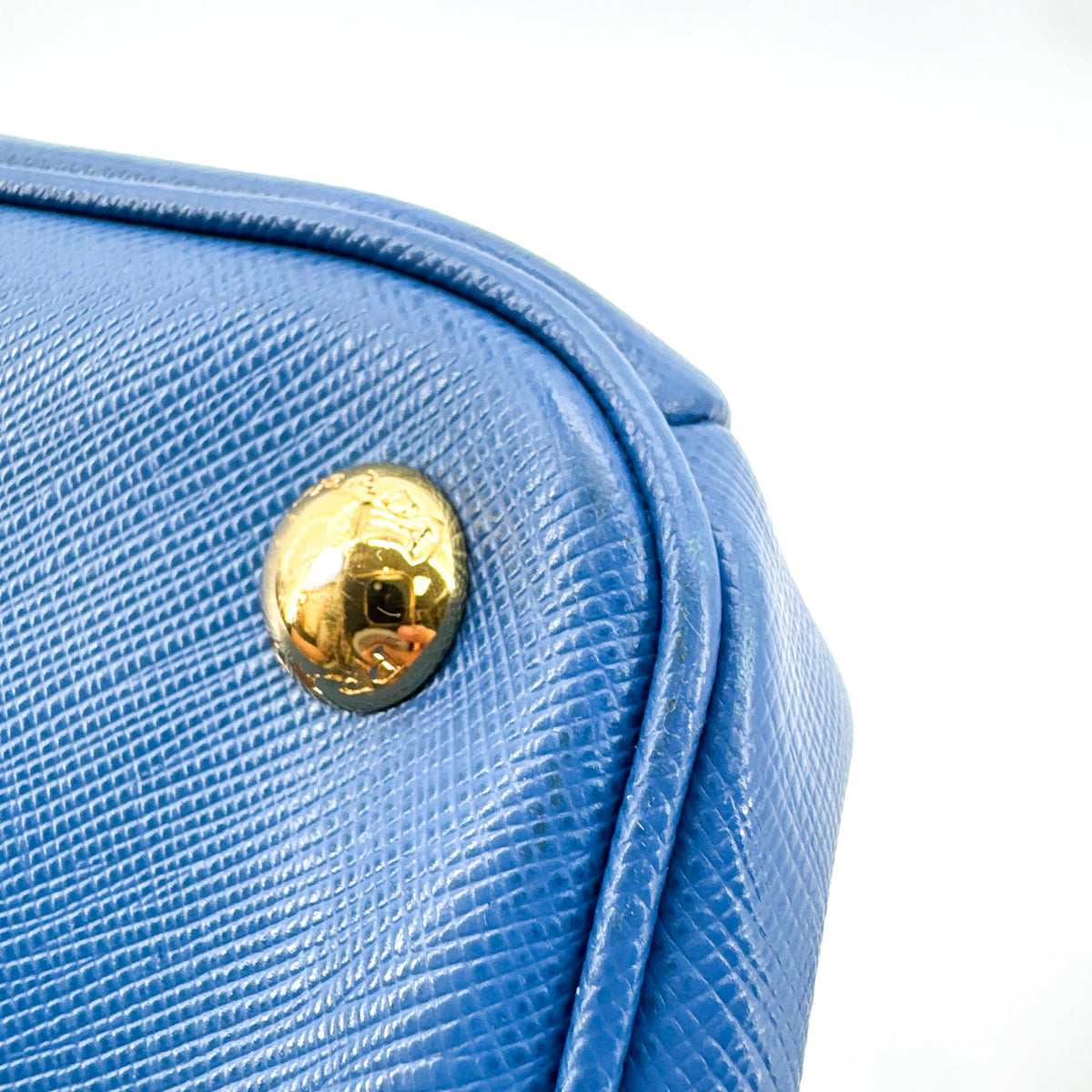 Prada Double Zip Lux Saffiano Leather, Blue, Leather, Tote Bag