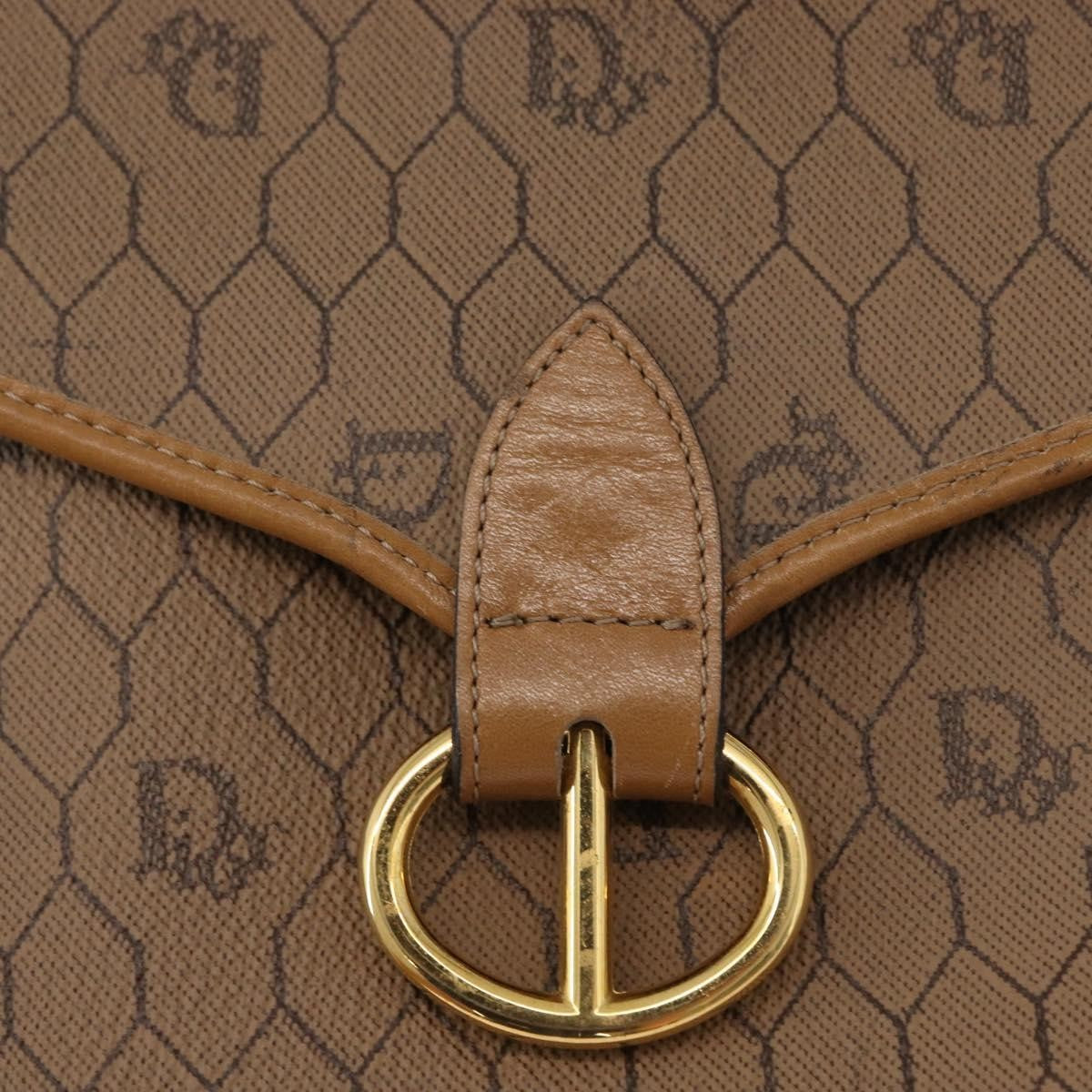 Christian Dior Vintage Honeycomb Canvas and Leather, Beige, Canvas, Shoulder Bag