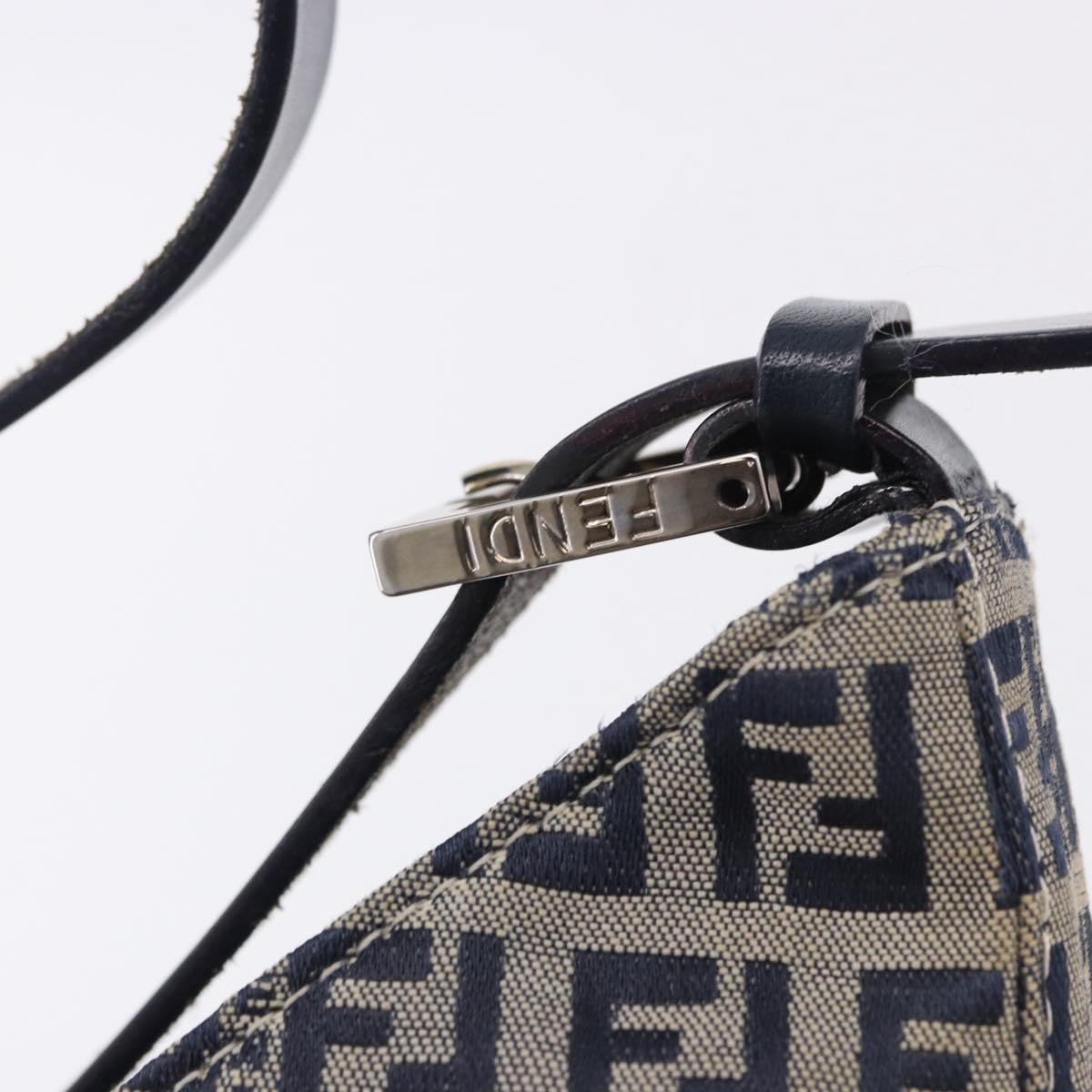 Fendi Buckle Strap Hobo Zucchino Canvas, Navy, Canvas, Shoulder Bag