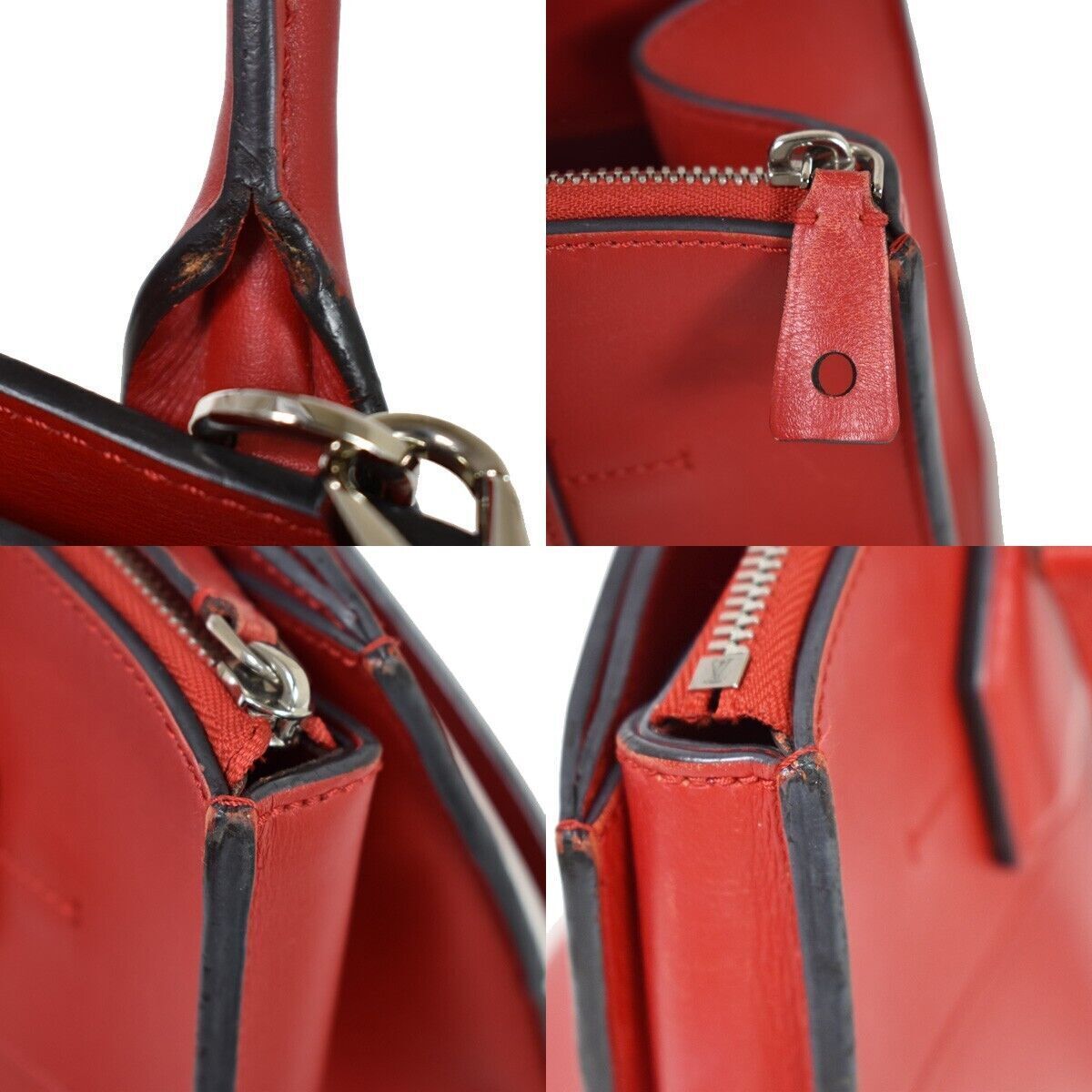 Louis Vuitton City steamer, Red, Leather, handbag