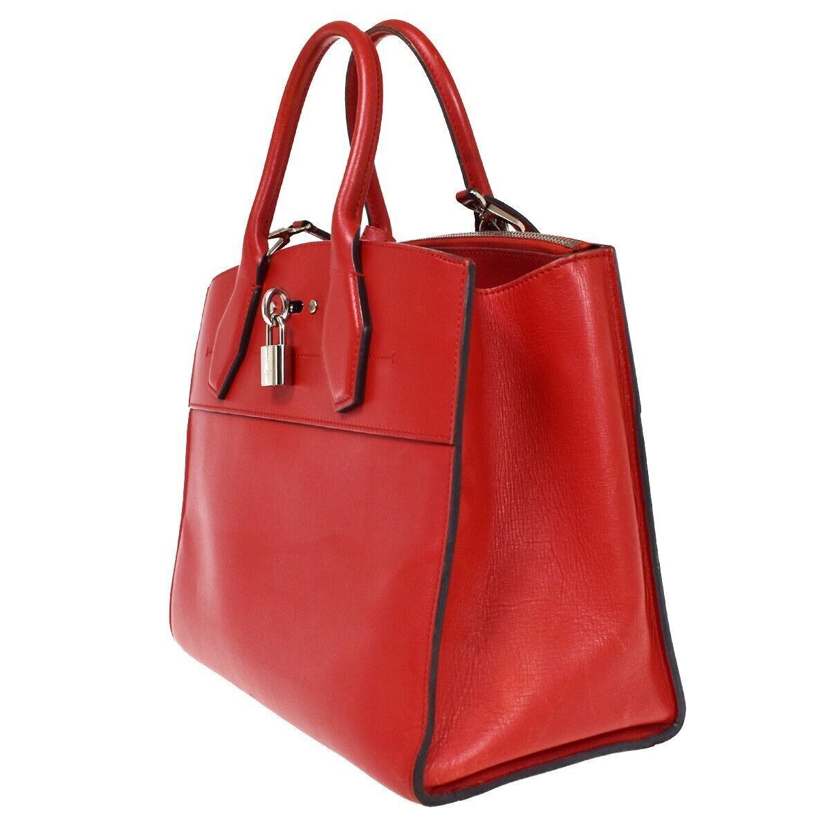 Louis Vuitton City steamer, Red, Leather, handbag