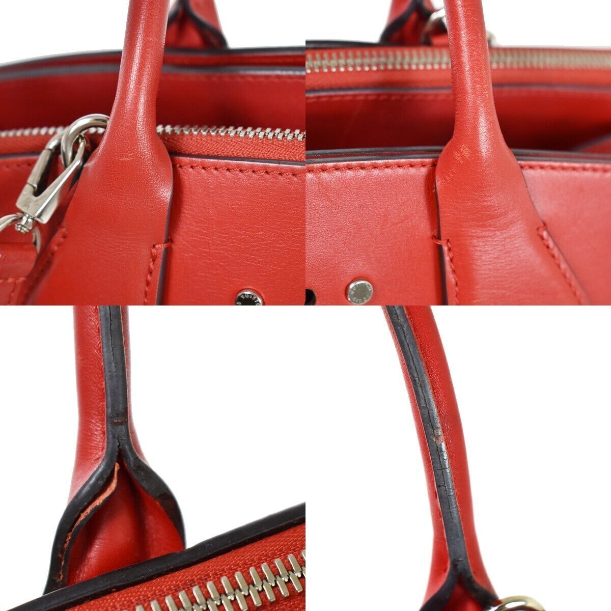 Louis Vuitton City steamer, Red, Leather, handbag