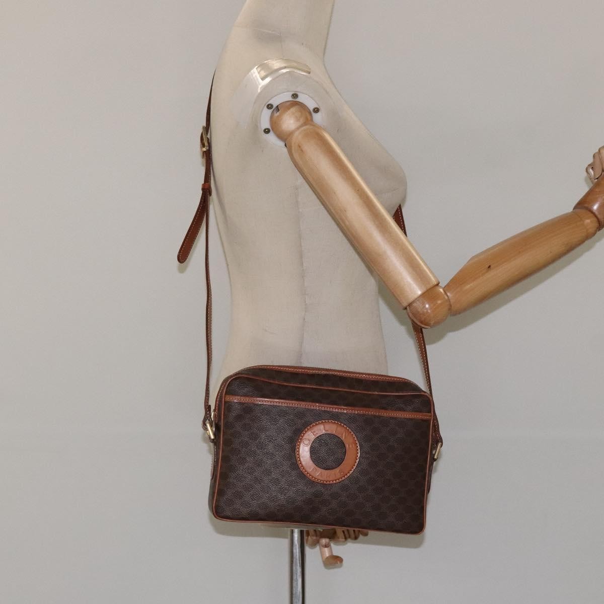 Celine Vintage Macadam Canvas and Leather, Brown, Canvas, Shoulder Bag