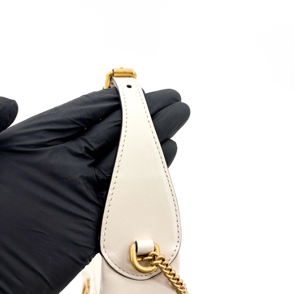 Gucci GG Marmont Half Moon Hobo Matelasse Leather, White, Leather, Shoulder Bag