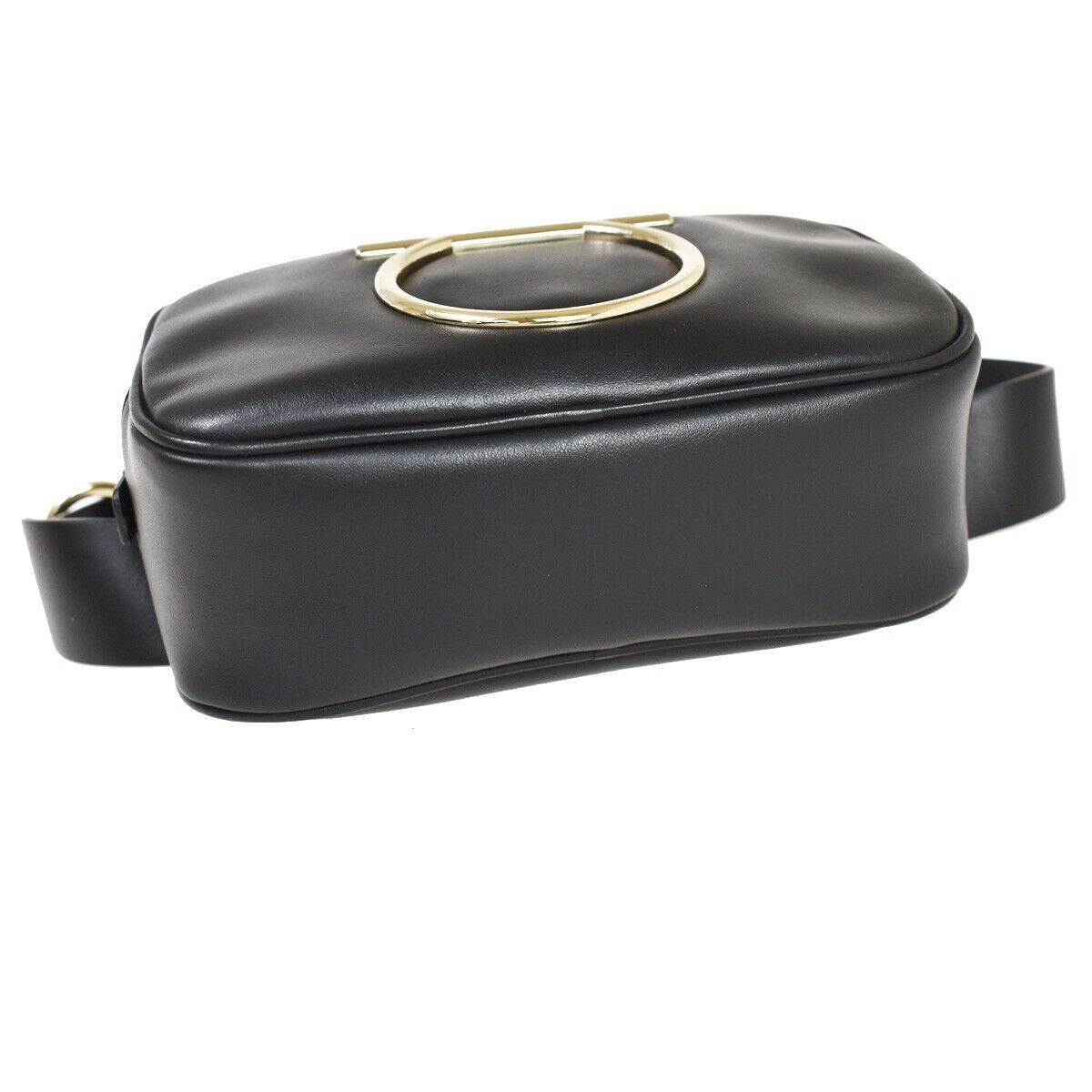 Salvatore Ferragamo Gancini, Black, Leather, shoulder