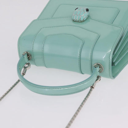 Bvlgari Serpenti Forever Top Handle Patent, Green, Patent Leather, Handbag