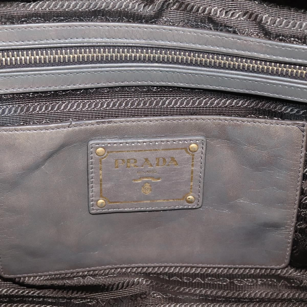 Prada Convertible Bauletto Vitello Shine, Gray, Leather, Handbag