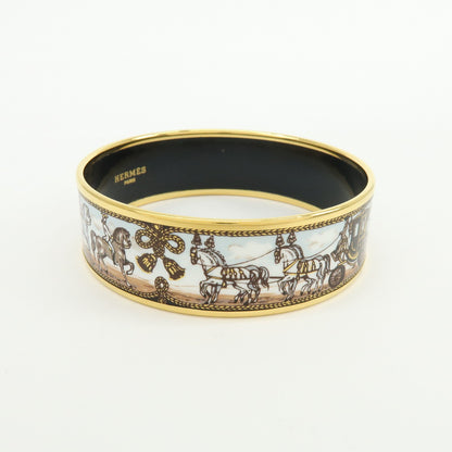 Hermes Caleche Bangle Enamel, Multicolour, Gold Plated, Bracelet