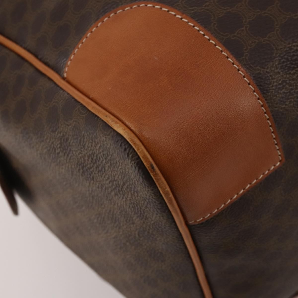 Celine Boston Triomphe Coated Canvas, Brown, PVC, Handbag