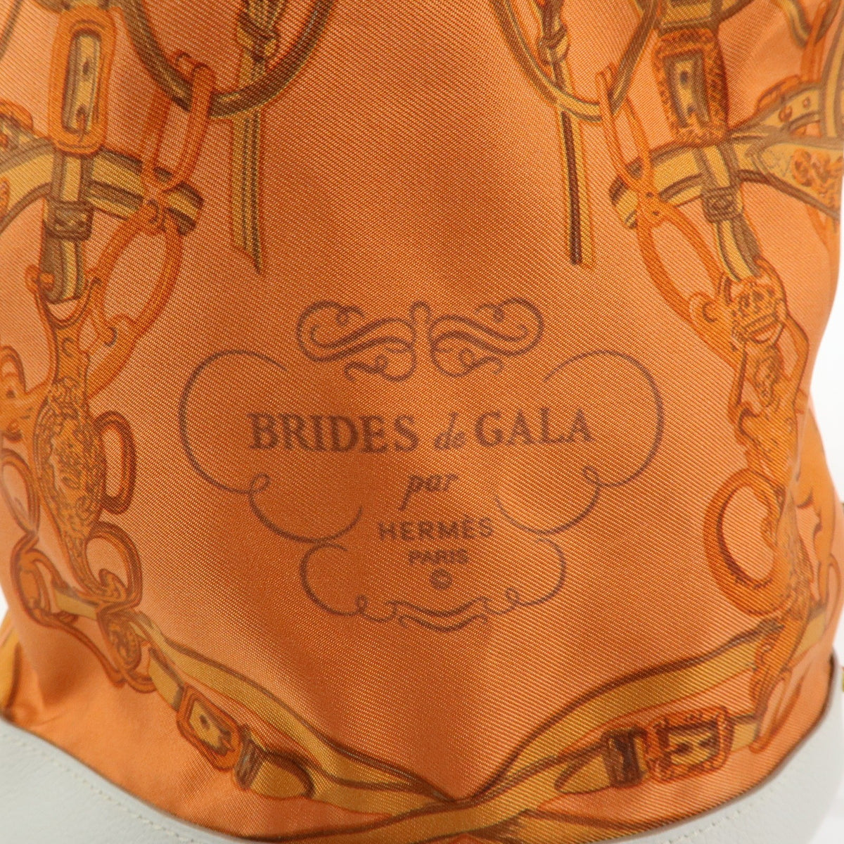 Hermes Soie Cool Printed Silk and Calfskin, Orange, Silk, Handbag