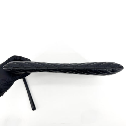 Saint Laurent Puffy Zip Patent, Black, Leather, Clutch